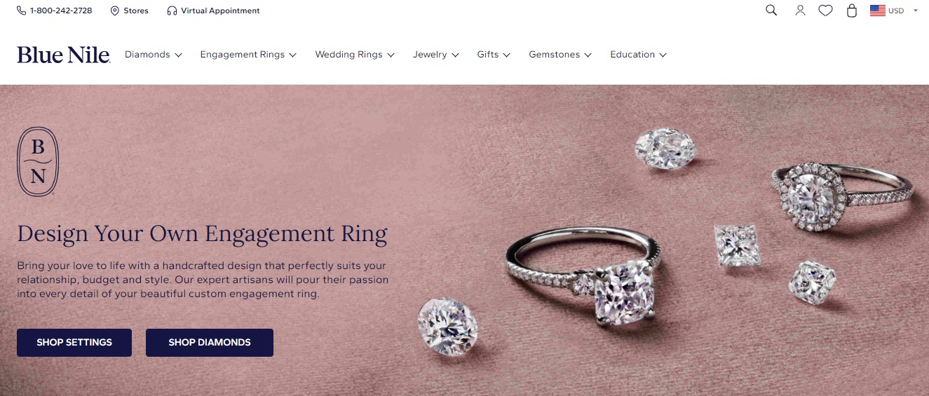Blue Nile diamond online store