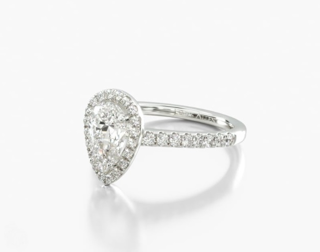 Halo And Shank Diamond Engagement Ring
