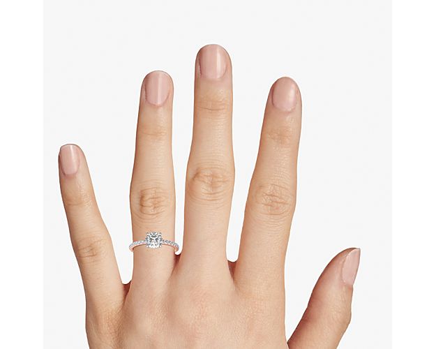 Riviera Pavé Diamond Engagement Ring on hand