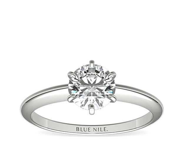 1.00 carat round-cut G-VS2 diamond from Blue Nile-Classic Six-Prong Solitaire Engagement Ring In Platinum