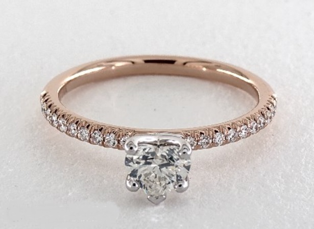 Gold Petite Pavé Engagement Ring (Flush Fit)-Heart 0.50 carat I-SI2