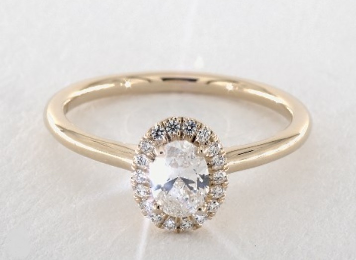 Pavé Halo Diamond Engagement Ring (Oval Center) - 0.51 carat F-VS2