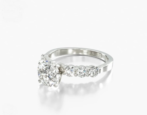 Marquise Cut Diamond Common Prong Six Round Diamond Engagement Ring