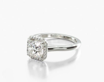 Pavé Halo Diamond Engagement Ring (Princess Center)