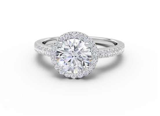 Blue Nile - 1.50 Carat G-VVS2 Excellent Cut Round Diamond - Classic Halo Diamond Engagement Ring