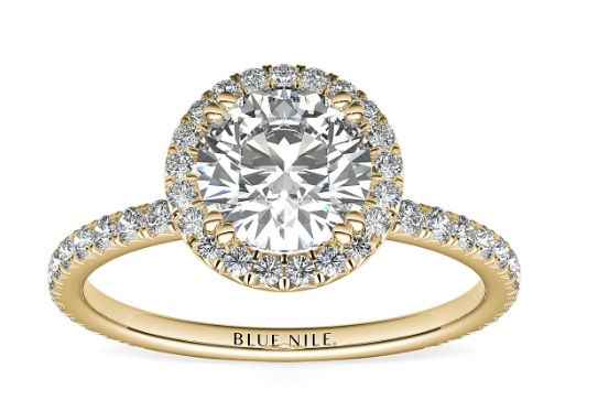 Blue Nile - 2.10 Carat F-VVS1 Excellent Cut Round Diamond - Blue Nile Studio Heiress Halo Diamond Engagement Ring in 18k Yellow Gold