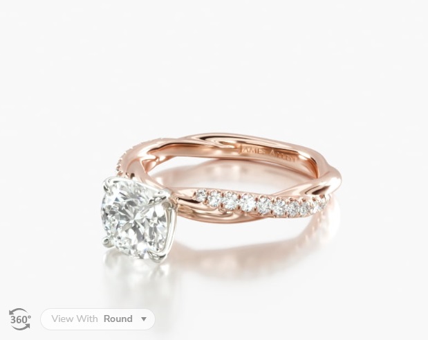 14K Rose Gold Pavé Rope Engagement Ring