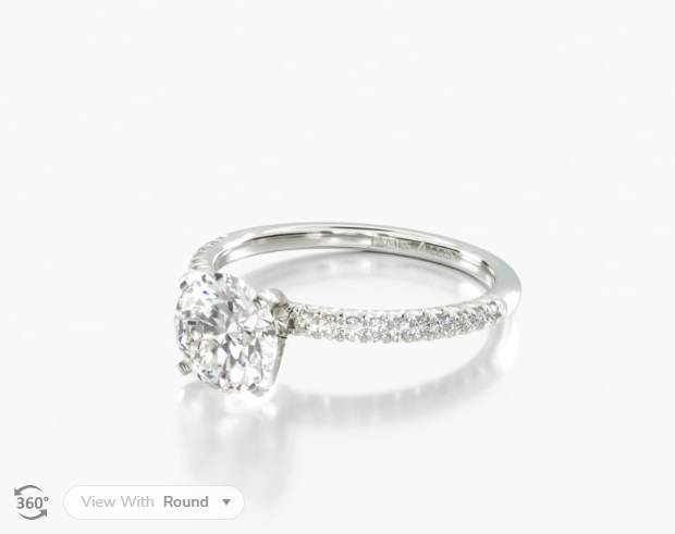 Platinum Petite Pavé Engagement Ring