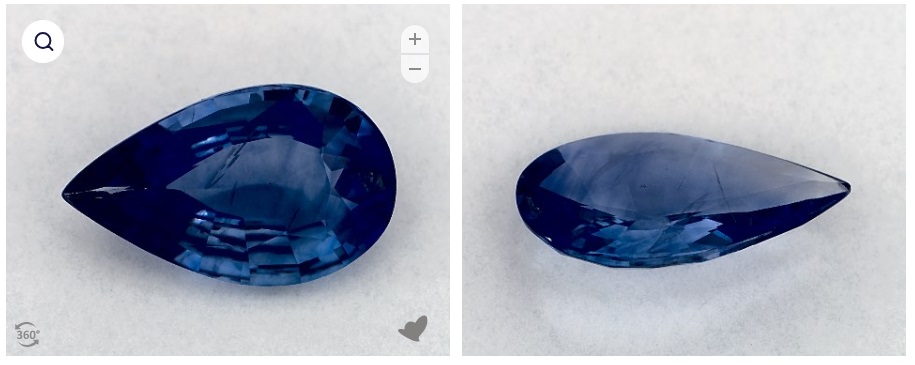 2.07 Carat Pear Natural Blue Sapphire