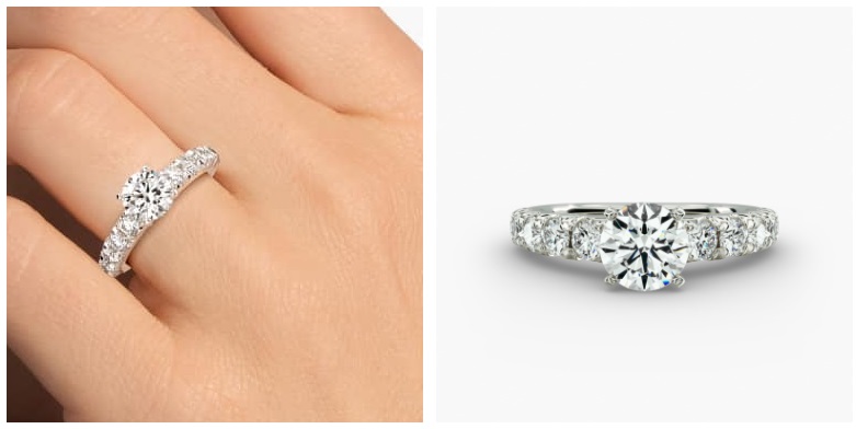 French Pavé Diamond Engagement Ring in Platinum