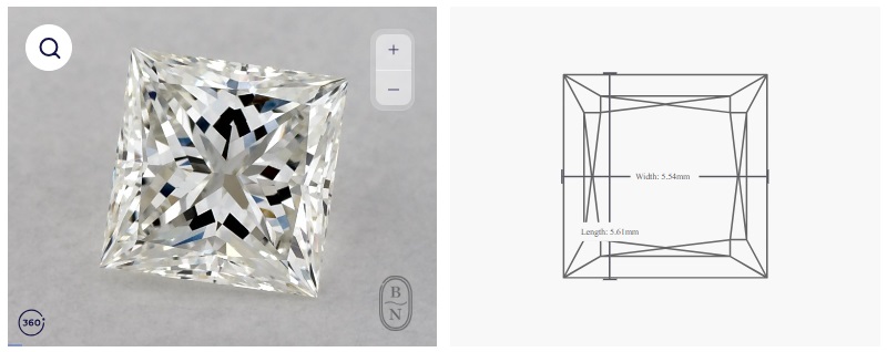 GIA 1.00 Carat Princess Diamond